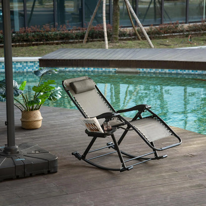 Adjustable Zero Gravity Recliner, Foldable Sun Lounger, Grey Outdoor Rocking Chairs at Gallery Canada