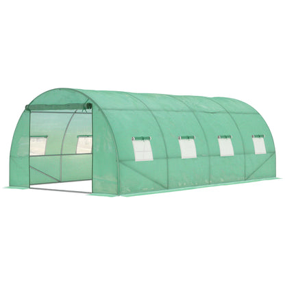 Walk-In Tunnel Greenhouse, 19x10x6.6ft, Zipped Door, 8 Mesh Windows, Green Tunnel Greenhouses at Gallery Canada