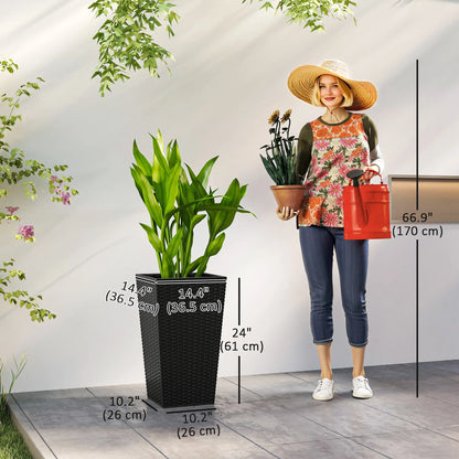 Set of 3 Tall Plant Stand, Outdoor Indoor Flower Pot, Black Garden Accessories at Gallery Canada