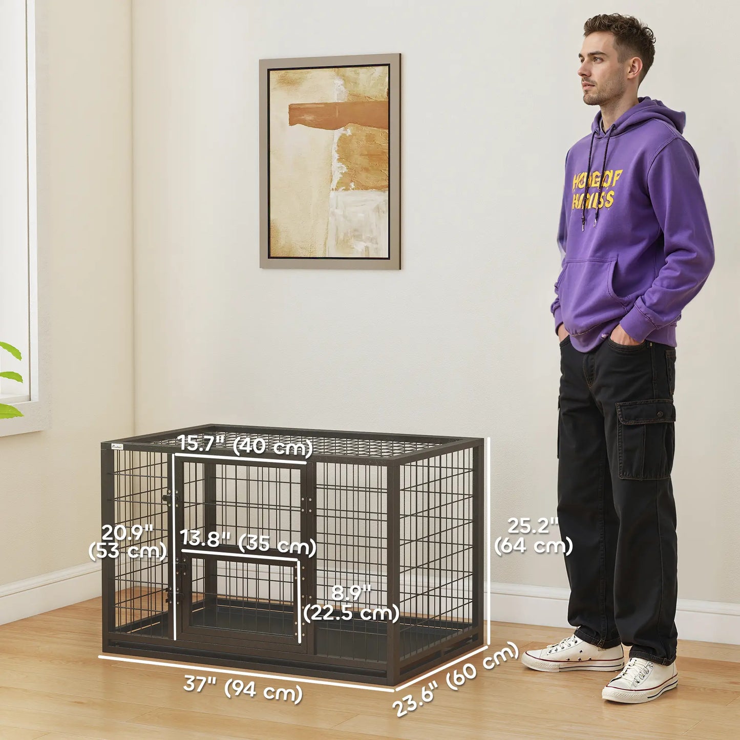37 Inch Heavy Duty Dog Crate, Metal Kennel With Removable Tray Dog Cages & Crates at Gallery Canada