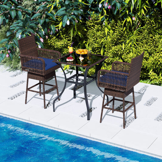 Bar Stool, 360° Swivel, with Cushion, Navy Patio Bar Furniture Navy at Gallery Canada