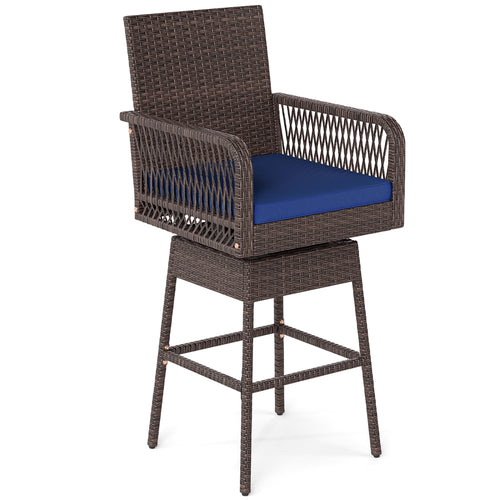 Bar Stool, 360° Swivel, with Cushion, Navy