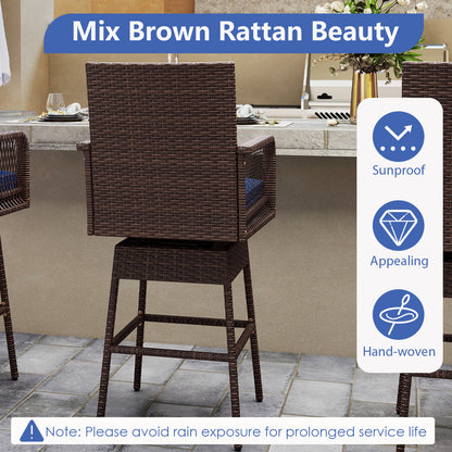 Tabouret de bar, pivotant à 360°, avec coussin, bleu marine