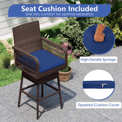 Tabouret de bar, pivotant à 360°, avec coussin, bleu marine