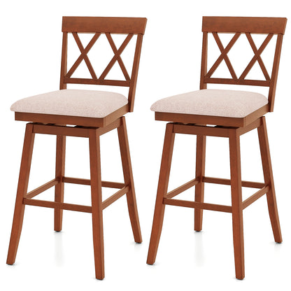 29 Inch Counter Height Barstools with Backrest and Upholstered Seat Cushion for Kitchen Dining Room, Oak