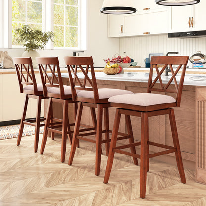 29 Inch Counter Height Barstools with Backrest and Upholstered Seat Cushion for Kitchen Dining Room, Oak