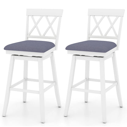 29 Inch Counter Height Barstools with Backrest and Upholstered Seat Cushion for Kitchen Dining Room, White