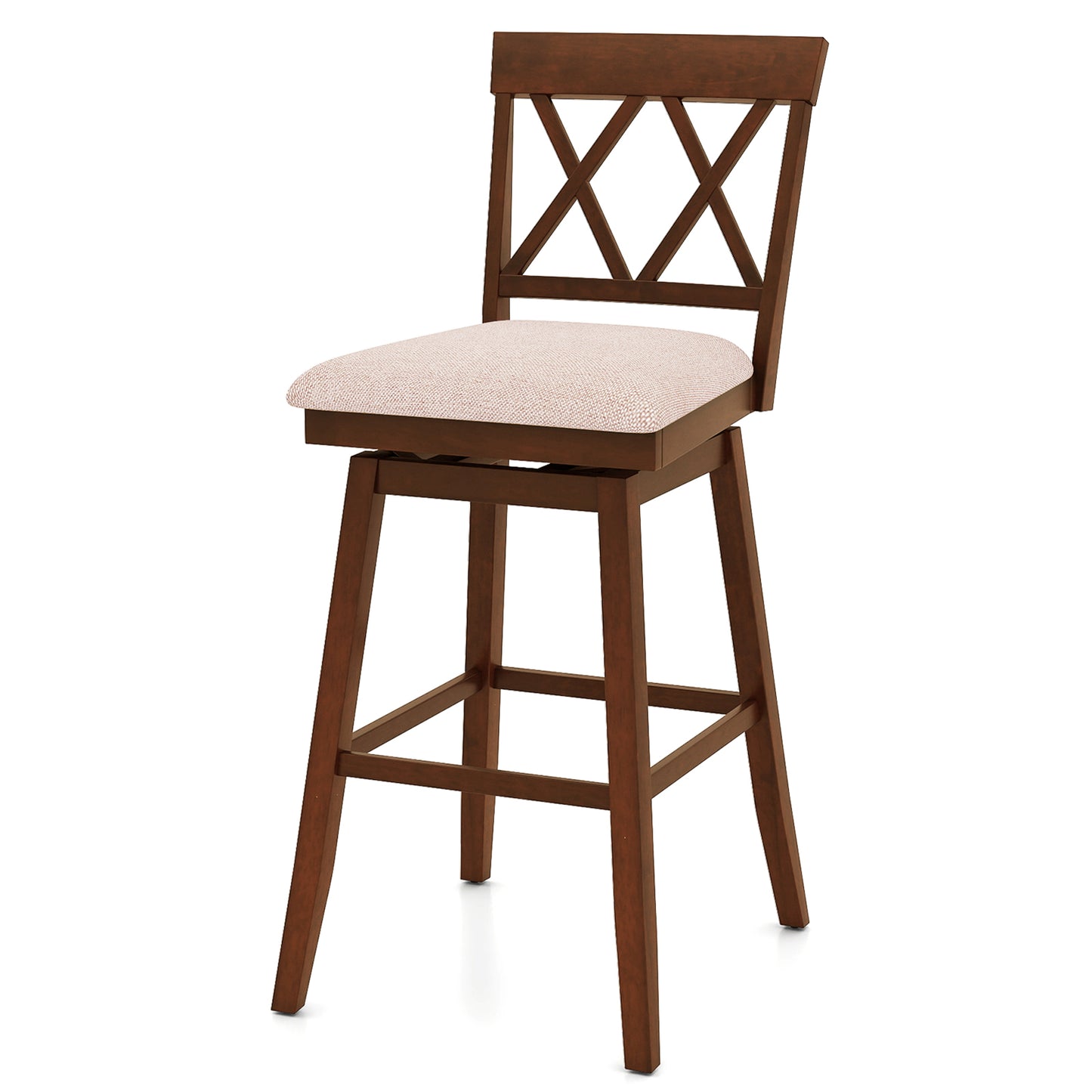 29 Inch Counter Height Barstools with Backrest and Upholstered Seat Cushion for Kitchen Dining Room, Oak Bar Stools Oak at Gallery Canada
