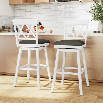 29 Inch Counter Height Barstools with Backrest and Upholstered Seat Cushion for Kitchen Dining Room, White Bar Stools at Gallery Canada