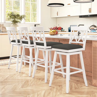29 Inch Counter Height Barstools with Backrest and Upholstered Seat Cushion for Kitchen Dining Room, White Bar Stools at Gallery Canada