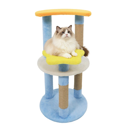 29 Inches Cute Modern Cat Tree with Star and Moon Shaped Platforms, Blue Cat Trees Condos & Scratchers Blue at Gallery Canada