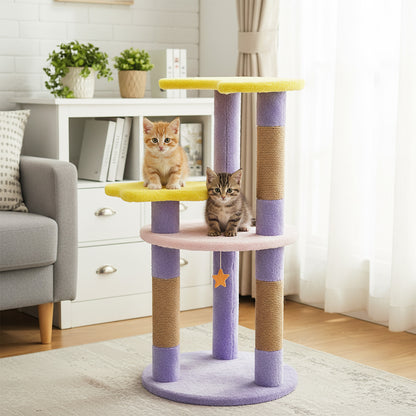 29 Inches Cute Modern Cat Tree with Star and Moon Shaped Platforms, Purple Cat Trees Condos & Scratchers at Gallery Canada