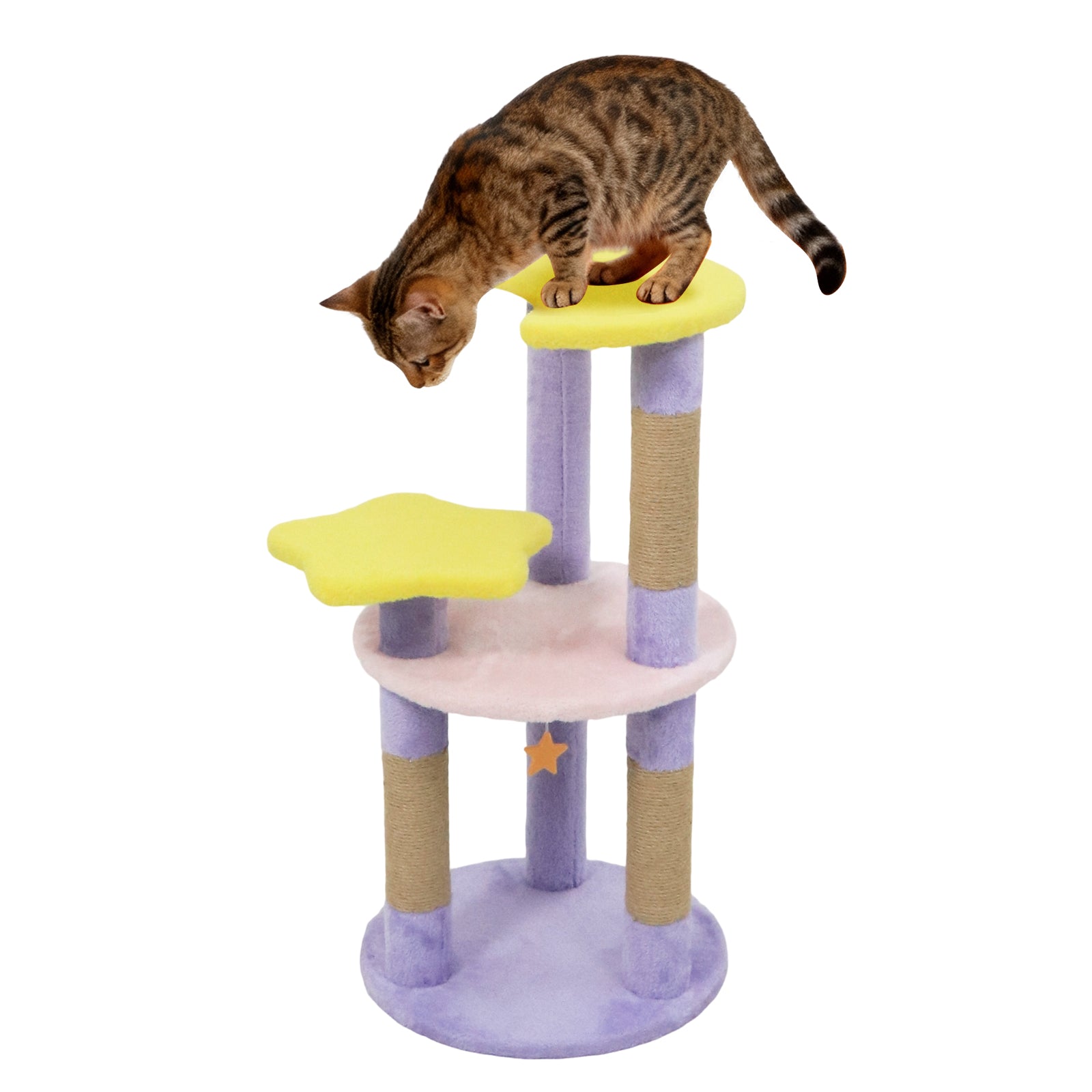29 Inches Cute Modern Cat Tree with Star and Moon Shaped Platforms, Purple Cat Trees Condos & Scratchers at Gallery Canada