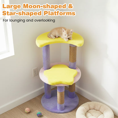 29 Inches Cute Modern Cat Tree with Star and Moon Shaped Platforms, Purple Cat Trees Condos & Scratchers at Gallery Canada