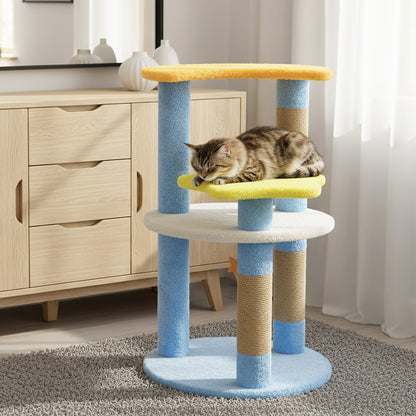 29 Inches Cute Modern Cat Tree with Star and Moon Shaped Platforms, Blue Cat Trees Condos & Scratchers at Gallery Canada