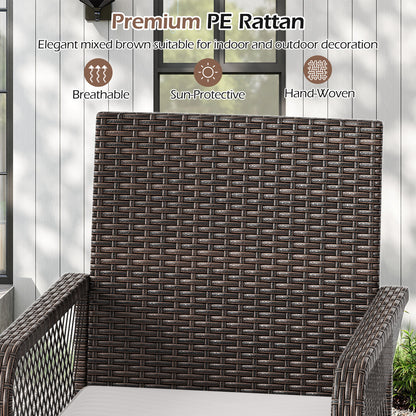 29 Inches Patio 360° Swivel Bar Stool with Cross-Woven Armrests and Seat Cushion, White Bar Stools at Gallery Canada