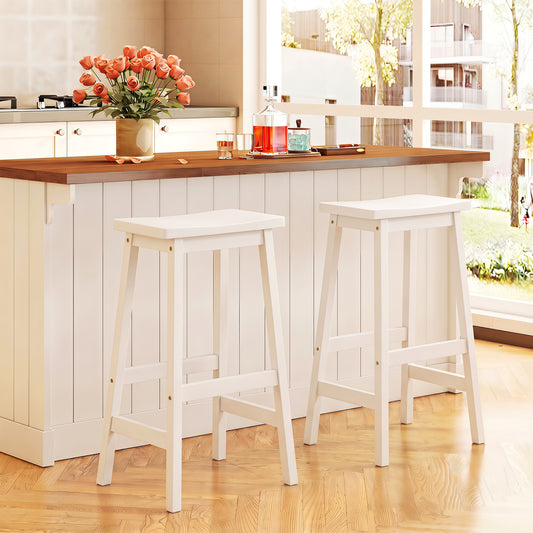 Set Of 2 Saddle-Seat Counter Stools, 29", Beige Bar Stools Beige at Gallery Canada