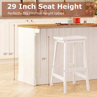 Set Of 2 Saddle-Seat Counter Stools, 29", Beige