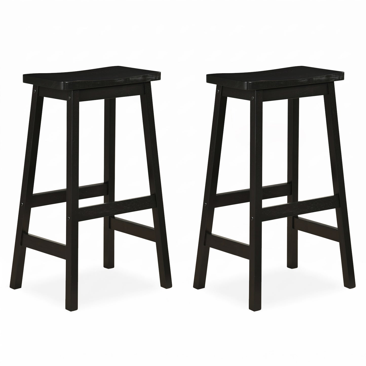 29" Saddle-Seat Counter Stools, Set of 2, Black