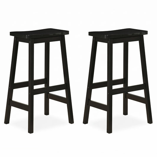 29" Saddle-Seat Counter Stools, Set of 2, Black Bar Stools Black at Gallery Canada