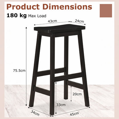 29" Saddle-Seat Counter Stools, Set of 2, Black