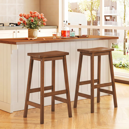 Set Of 2 Saddle-Seat Counter Stools, 29", Walnut Bar Stools Walnut at Gallery Canada