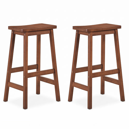 Set Of 2 Saddle-Seat Counter Stools, 29", Walnut Bar Stools Walnut at Gallery Canada