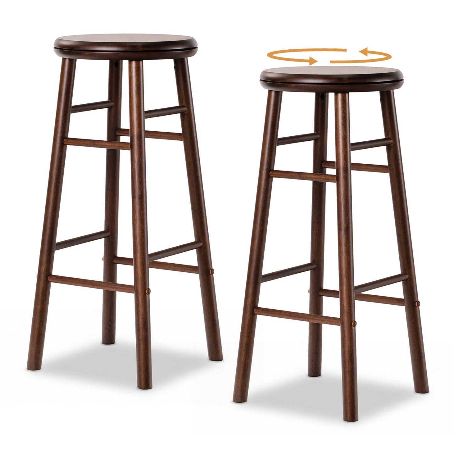 29" Swivel Bar Stools Set of 2, Walnut Bar Stools at Gallery Canada