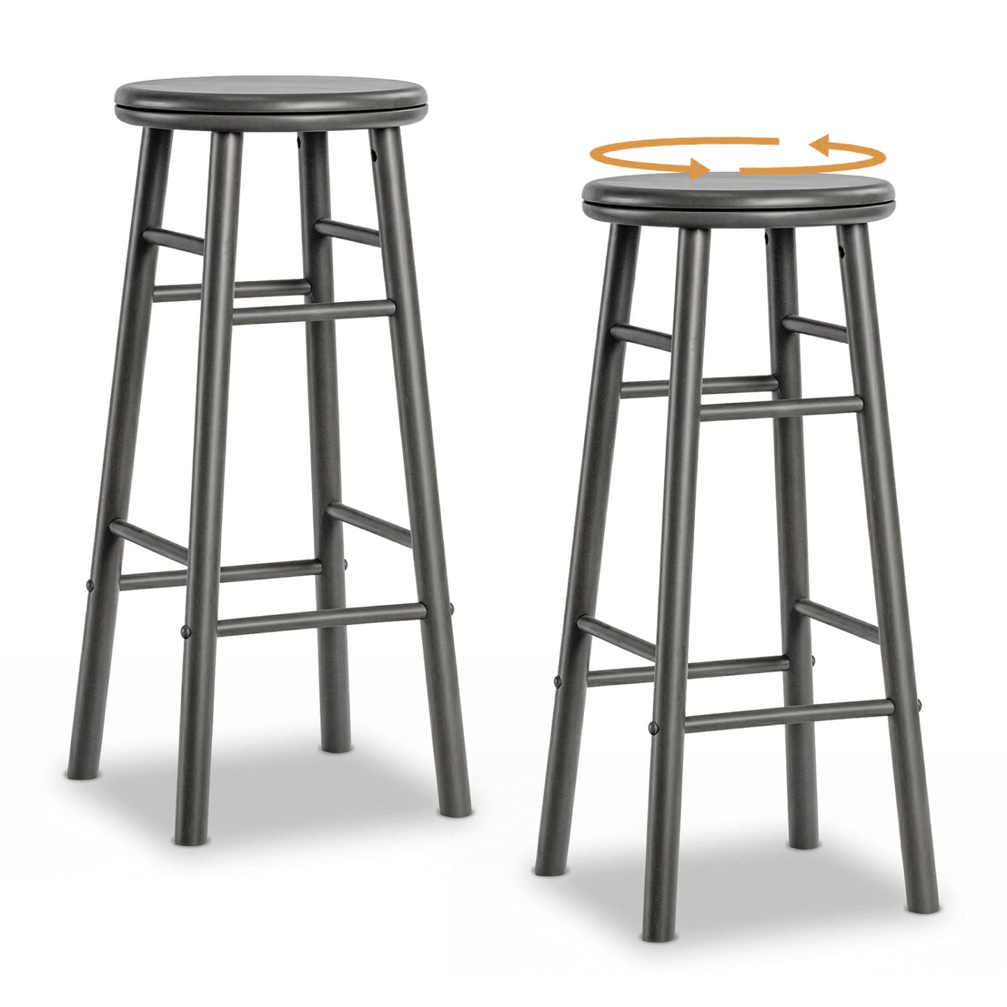 29" Swivel Bar Stools Set of 2, Gray Bar Stools at Gallery Canada