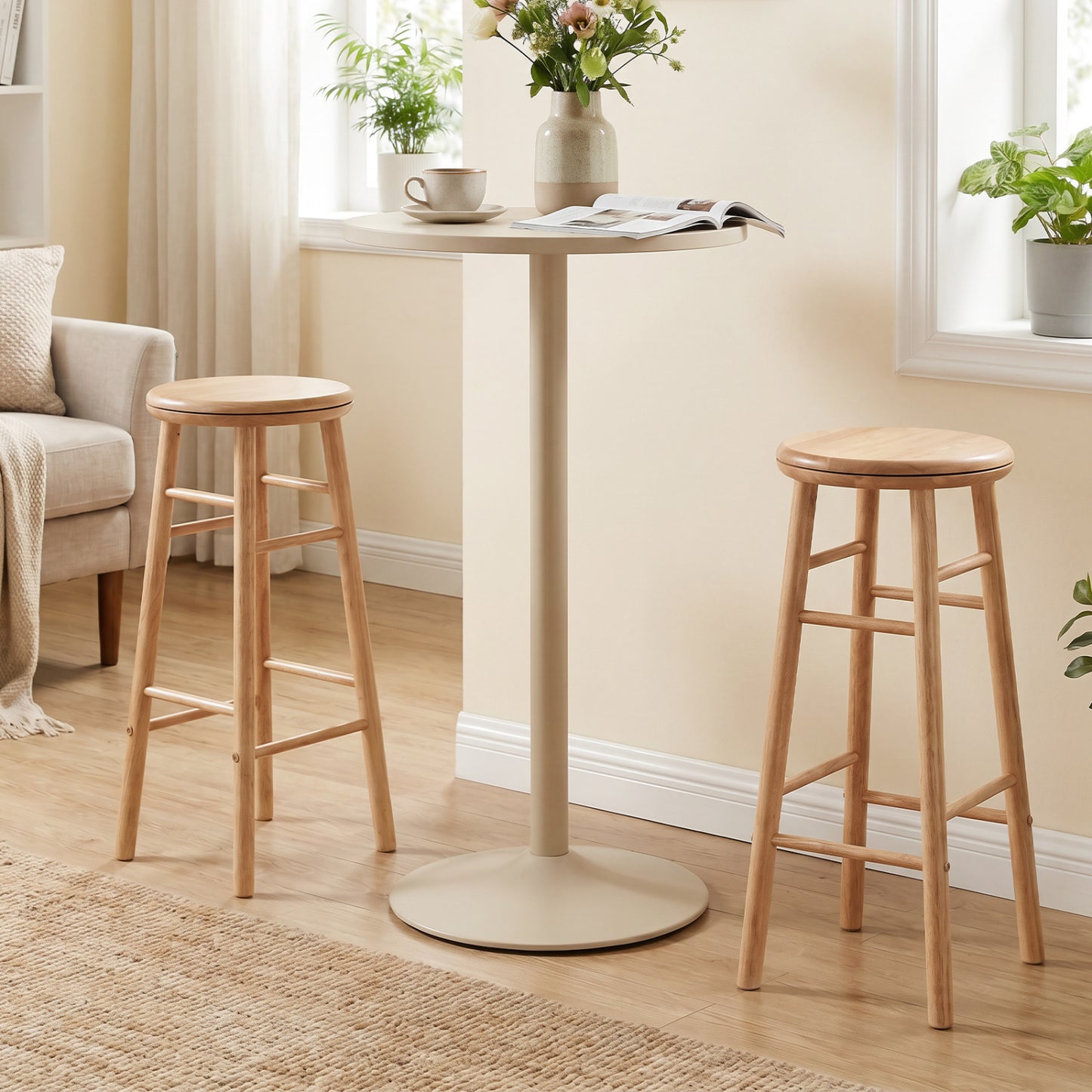 29" Swivel Bar Stools Set of 2, Natural Bar Stools at Gallery Canada