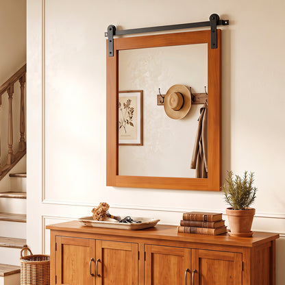 29" x 23" Rectangle Farmhouse Wall Mirror, Brown