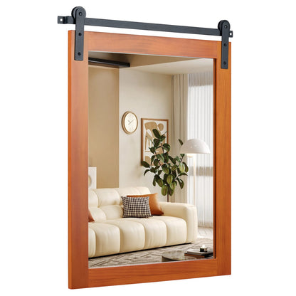 29" x 23" Rectangle Farmhouse Wall Mirror, Brown
