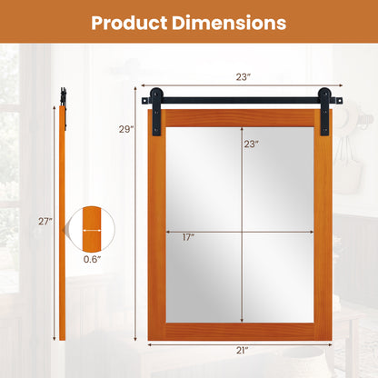 29" x 23" Rectangle Farmhouse Wall Mirror, Brown