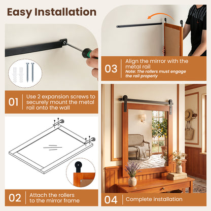 29" x 23" Rectangle Farmhouse Wall Mirror, Brown