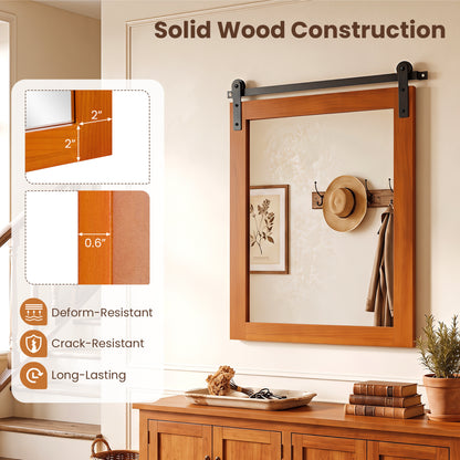 29" x 23" Rectangle Farmhouse Wall Mirror, Brown