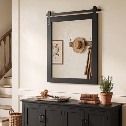 29" x 23" Rectangle Farmhouse Wall Mirror, Black