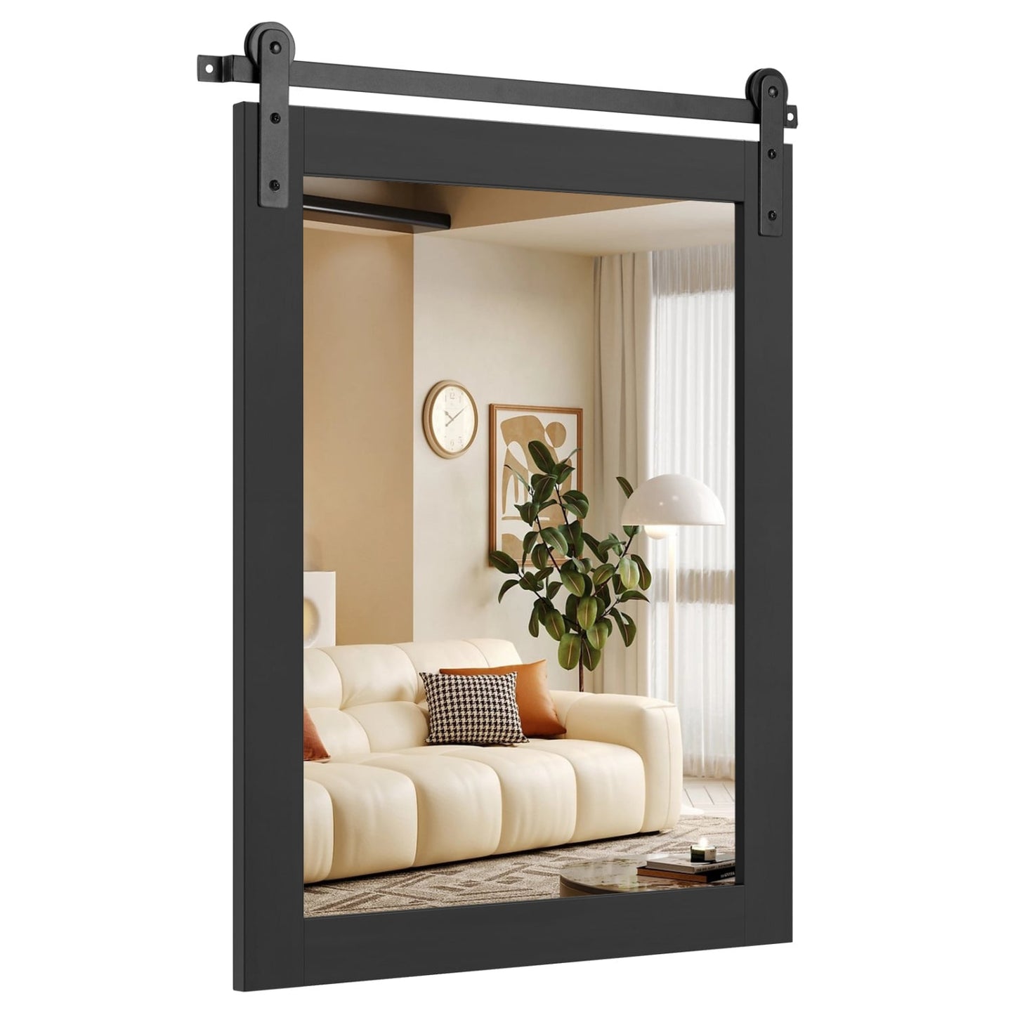 29" x 23" Rectangle Farmhouse Wall Mirror, Black