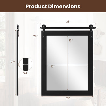 29" x 23" Rectangle Farmhouse Wall Mirror, Black