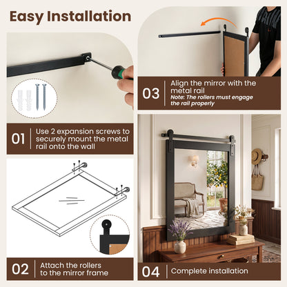 29" x 23" Rectangle Farmhouse Wall Mirror, Black