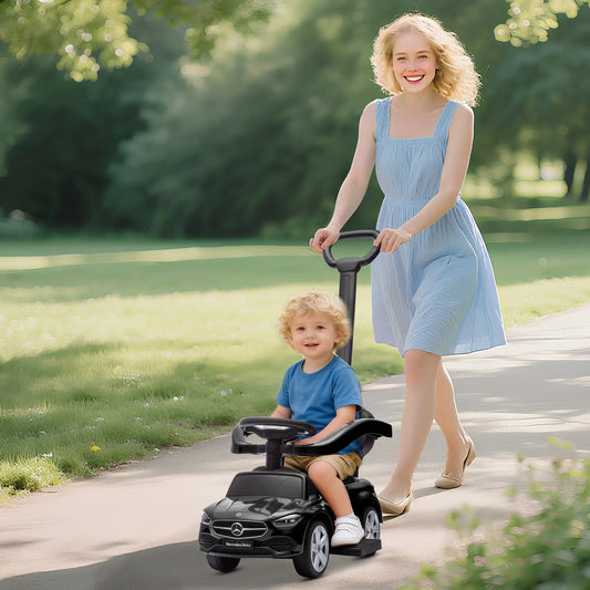 2-in-1 Sliding Walking Car for Toddlers, Black Push Cars for Toddlers Black at Gallery Canada