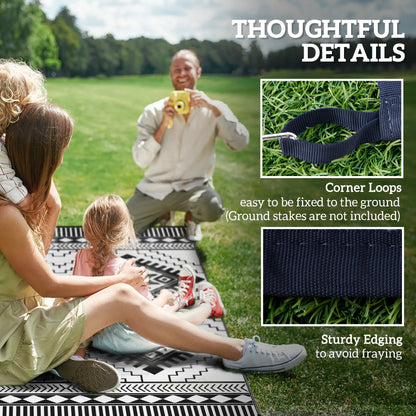 9' x 12' Outdoor RV Rug, Reversible Patio Mat, White and Black Garden Decor at Gallery Canada