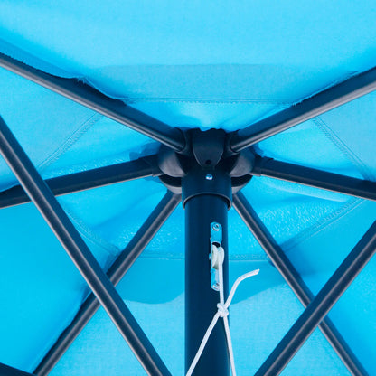 8.5' Round Aluminum Patio Umbrella, Tilt Canopy, 6 Ribs, Blue Sun Umbrellas at Gallery Canada