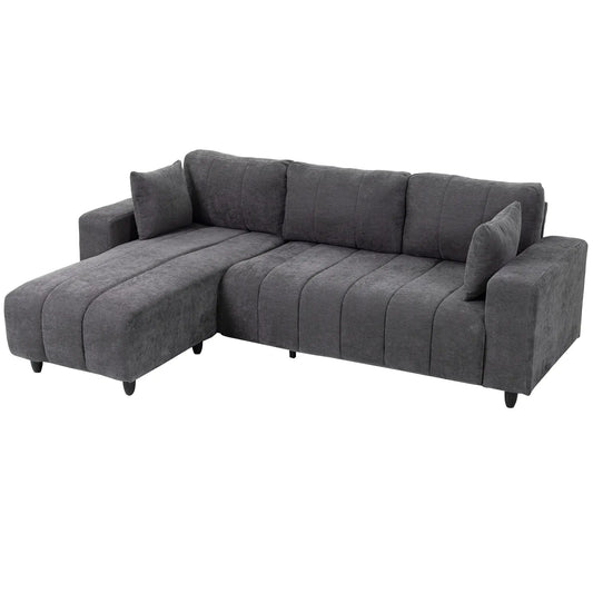 L-Shaped 3-Seater Sectional Sofa With Chaise, Spring Cushion, Grey L Shaped Couchs Charcaol Grey at Gallery Canada