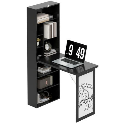 Fold-Out Convertible Office Desk, Wall Mount, Black Writing Desks Black, White at Gallery Canada
