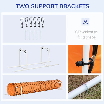 Dog Tunnel, 13 Foot Long, 24" Open Pet Agility Equipment with 2 Support Brackets, Carrying Bag, Orange Dog Agility Training Equipment at Gallery Canada