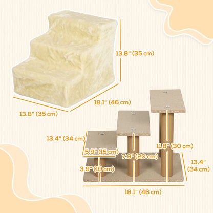 3-Step Dog Ramp for Sofa, Bed, Couch, Removable Cover, Beige Dog Stairs at Gallery Canada