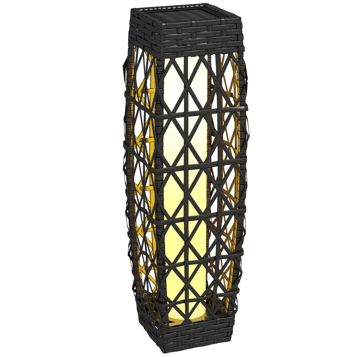 Solar LED Wicker Floor Lamp, IP44, Auto On/Off, Grey Solar Post Lamps at Gallery Canada