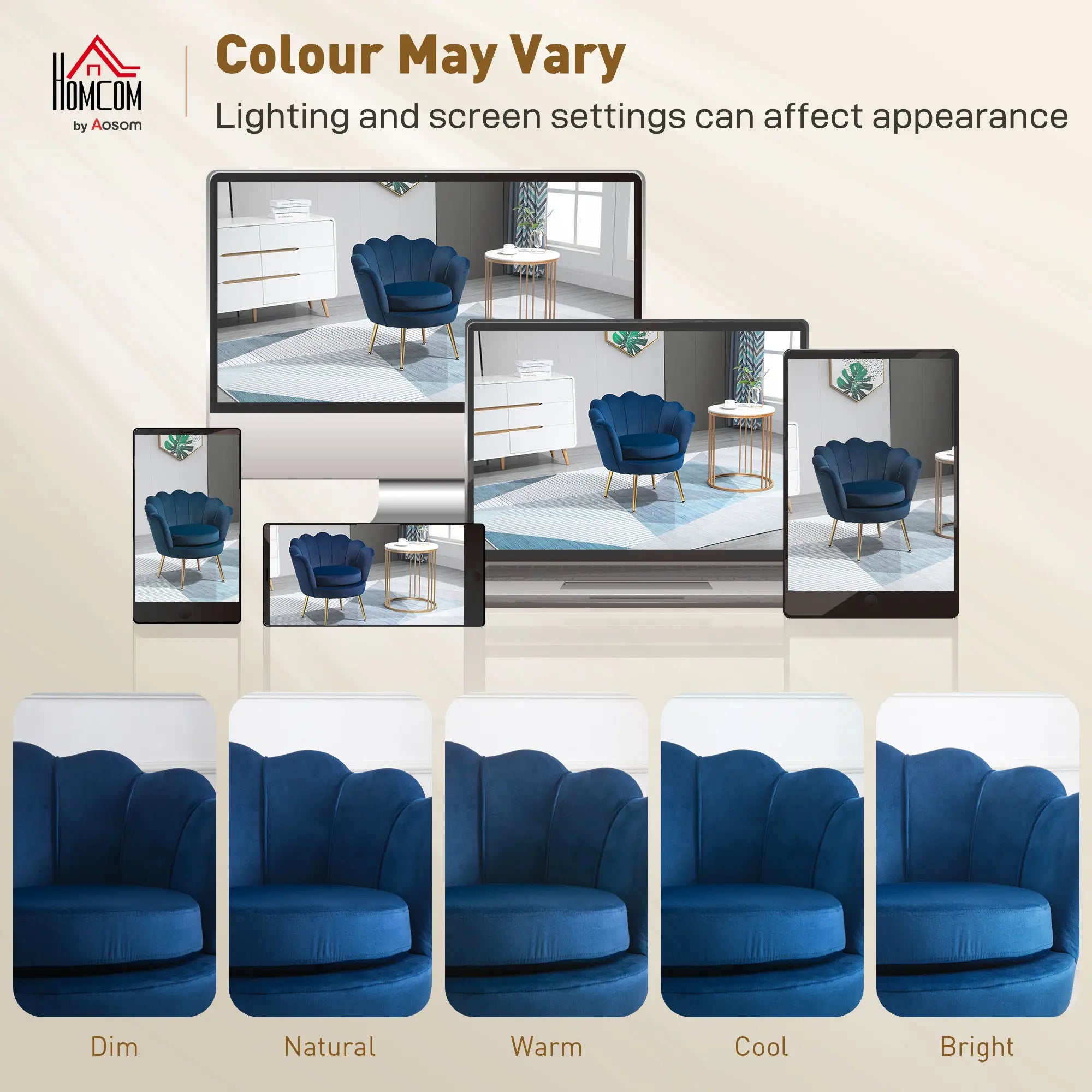 Modern Accent Chair, Velvet Fabric, Gold Metal Legs, Blue Accent Chairs at Gallery Canada