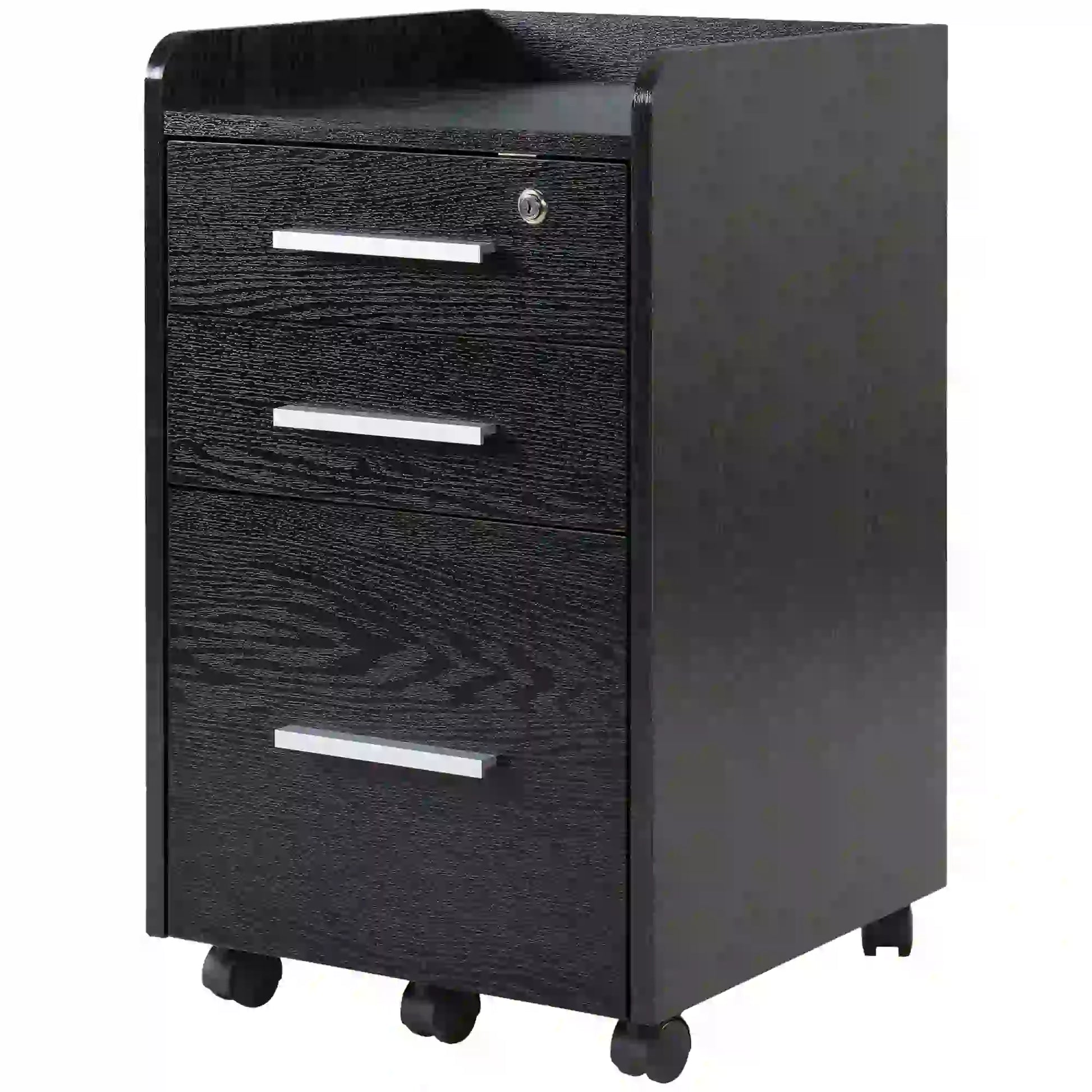 3 Drawer File Cabinet with Lock, Lockable on Wheels, Black Office Cabinets & Cupboards at Gallery Canada