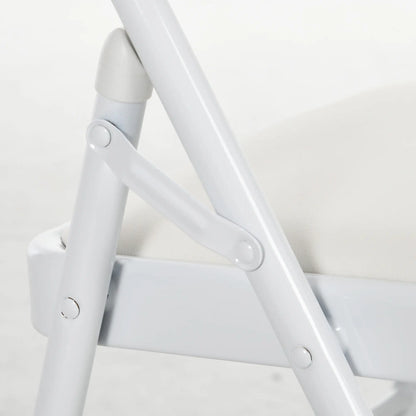 4 Metal Foldable Chairs, PU Leather Padded, White Dining Chairs at Gallery Canada